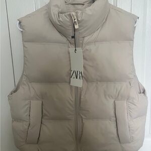 Zara Light Tan Quilted Vest